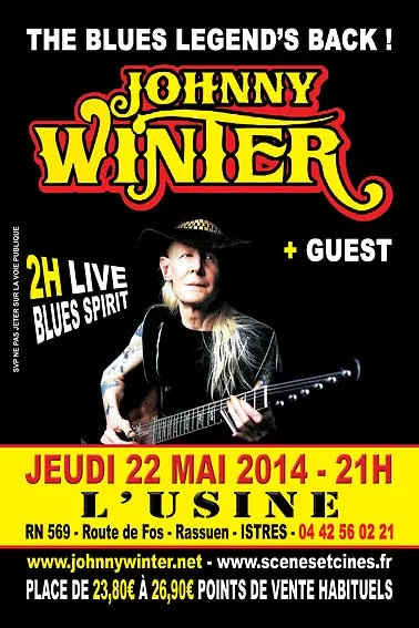 Johnny Winter en concert unique dans la Sud : le 22 mai 2014 à l'Usine d'Istres (13)