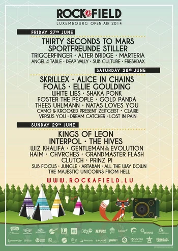 Festival ROCK-A-FIELD les 27, 28 & 29 Juin 2014 à Roeser