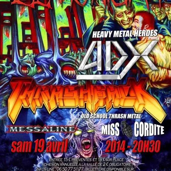 Soirée metal au Korigan à Luynes le 19 avril 2014 :ADX, Thrashback, Messaline et Miss Cordite