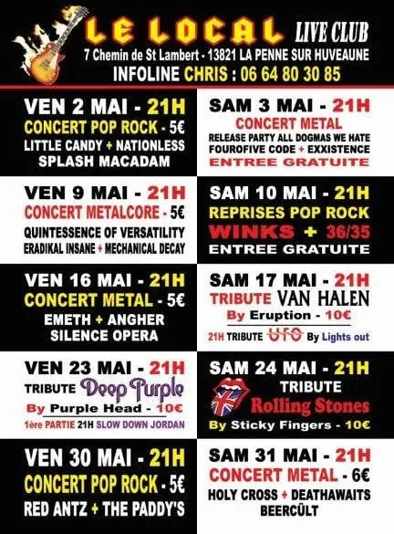 Tous les concerts de mai au Local à Marseille