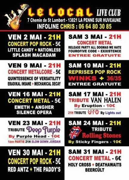 Tous les concerts de mai au Local à Marseille