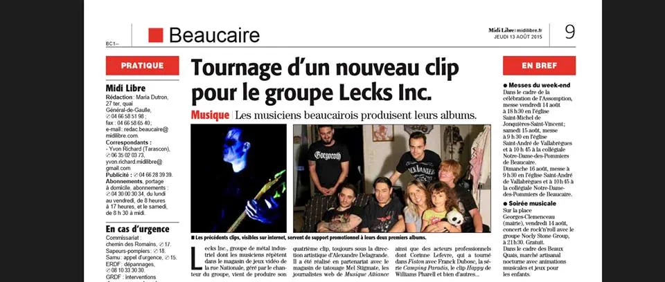 Lecks inc. vient de tourner deux nouveaux clips disponibles en fin d'année