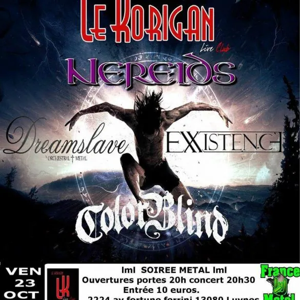 Colorblind + Dreamslave + Nereids + Exxistence au Korigan le 23 Octobre 2015 : notre live-report
