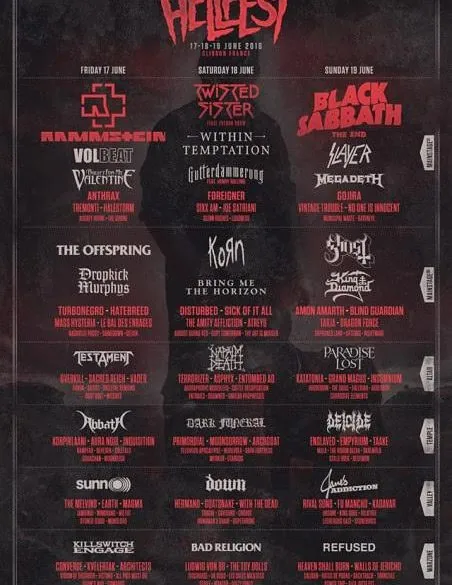 Hellfest 2016 : l'affiche du programme mise à jour et vente des Pass 1 jour 2 Hellfest 2016 : l'affiche du programme mise à jour et vente des Pass 1 jour