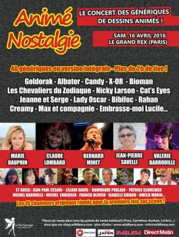 Animé Nostalgie : Le concert des génériques de dessin animés le 16 avril au Grand Rex 21 Animé Nostalgie : Le concert des génériques de dessin animés le 16 avril au Grand Rex