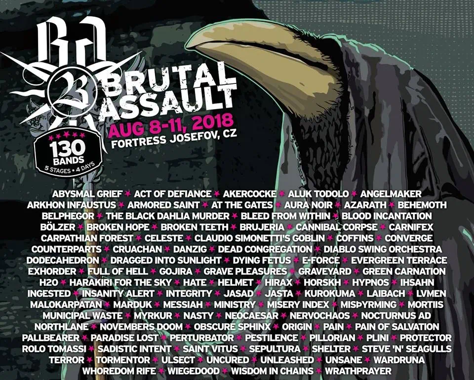 Affiche complète du Brutal Assault 2018. 1 Affiche complète du Brutal Assault 2018.