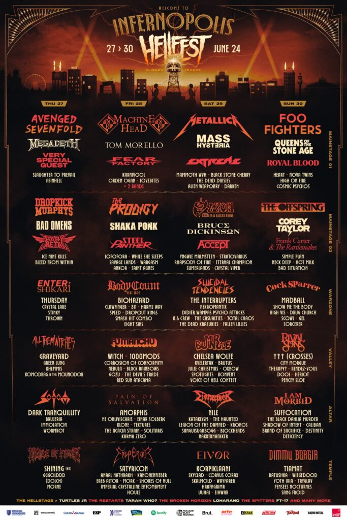 L'affiche complete du Hellfest 2024