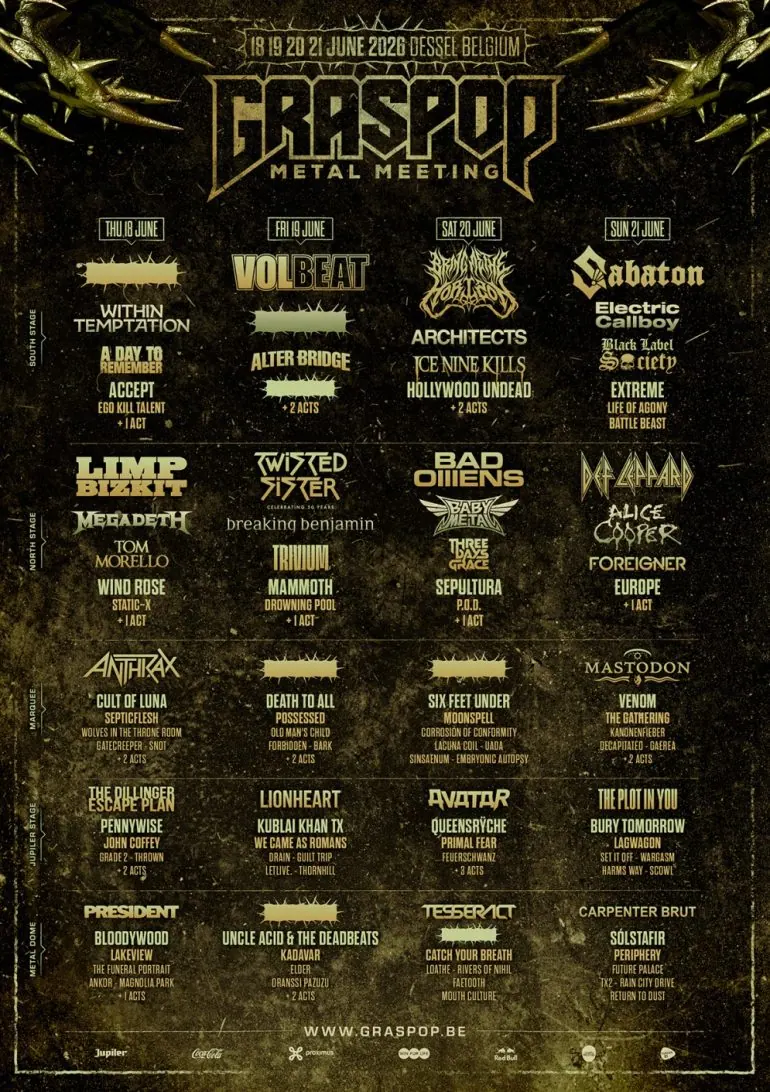 Graspop Metal Meeting 2026 : Line-Up Complet Jour par Jour