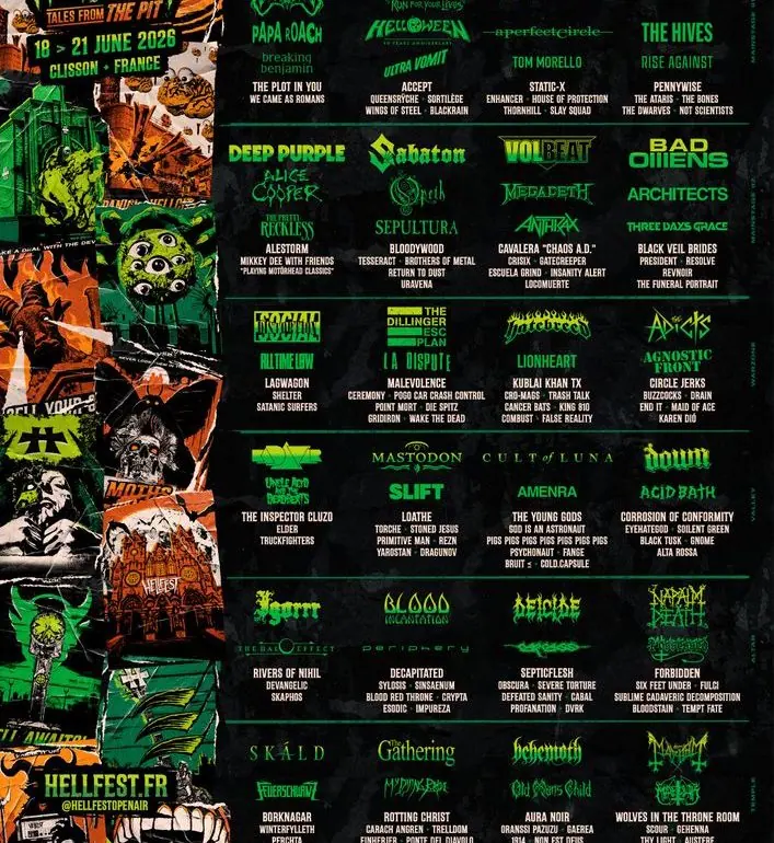 La 19ᵉ édition du HELLFEST dévoile son programme : quatre jours d’extravagances métalliques, du 18 au 21 juin 2026 à Clisson !