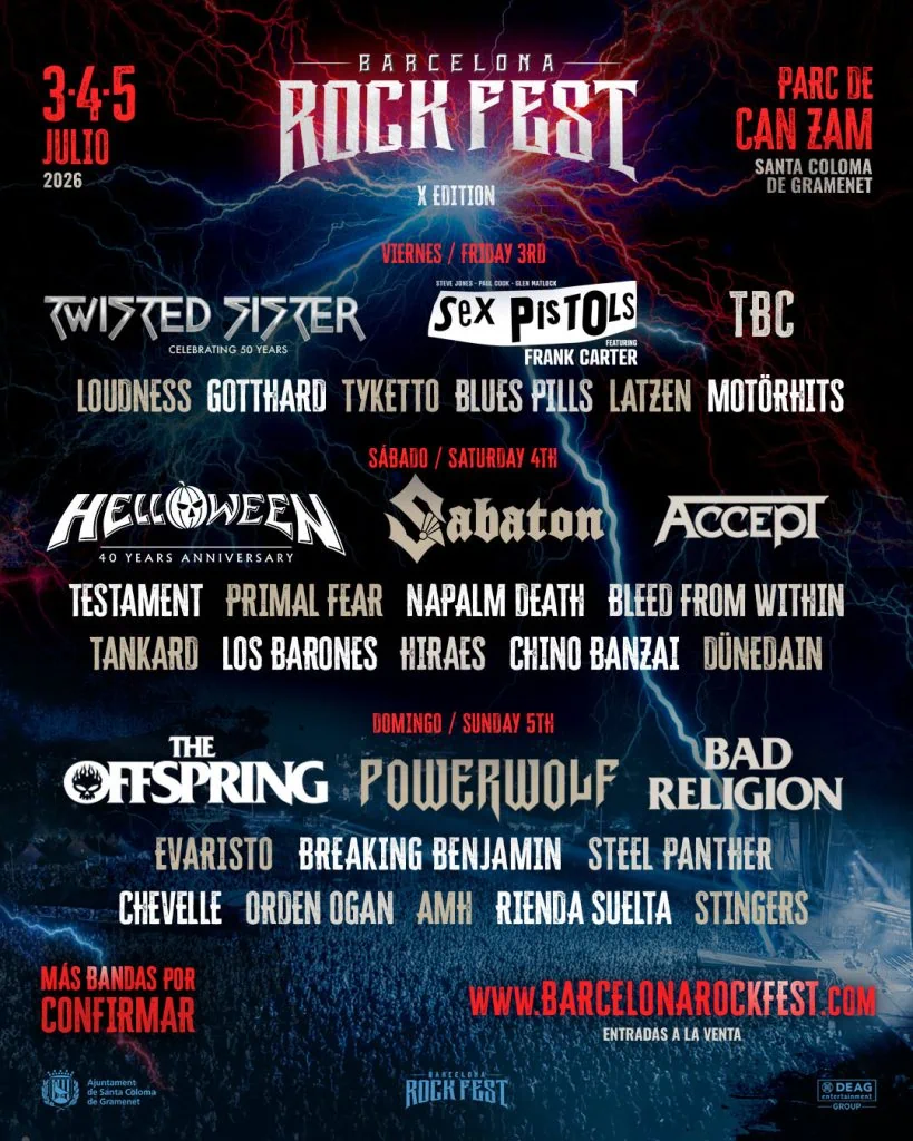 Barcelona Rock Fest 2026 : Les Sex Pistols avec Frank Carter, Helloween et Twisted Sister pour une édition historique 4 Barcelona Rock Fest 2026 : Les Sex Pistols avec Frank Carter, Helloween et Twisted Sister pour une édition historique