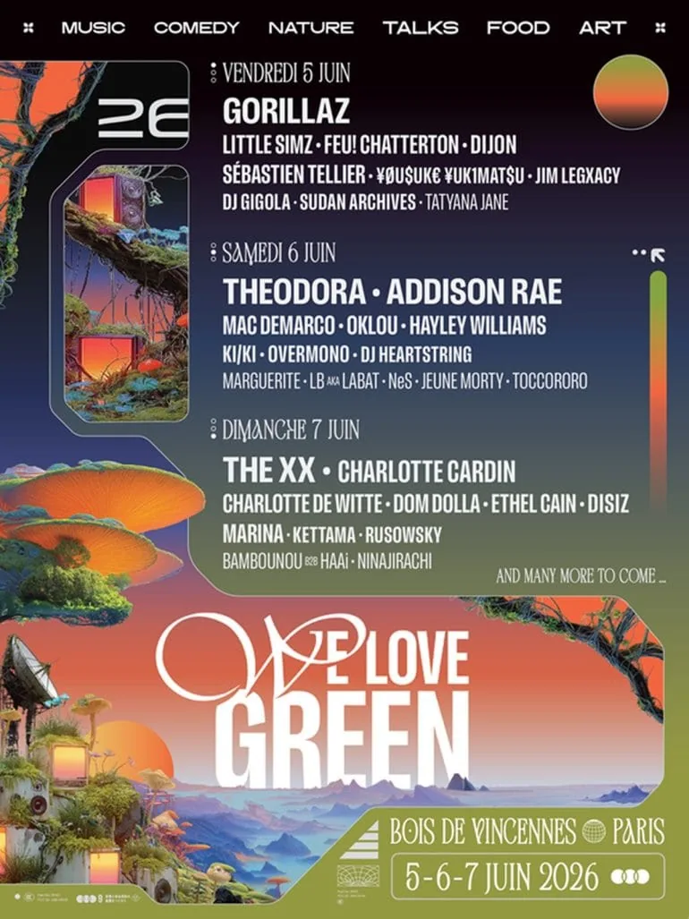 We Love Green 2026 : Le Line-Up Dévoilé avec Gorillaz et The xx